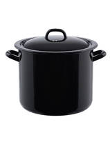 Classic high casserol with cover, black/white 8 liter